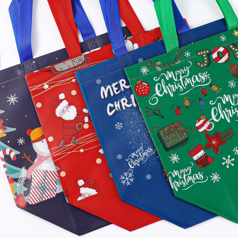 YANGTE 12 Pack 13" Large Christmas Gift Bags with Tissue Paper, Reusable Non-Woven Christmas Bag with Handles for Presents Wrapping, Shopping Xmas Party Supplies - Image 5
